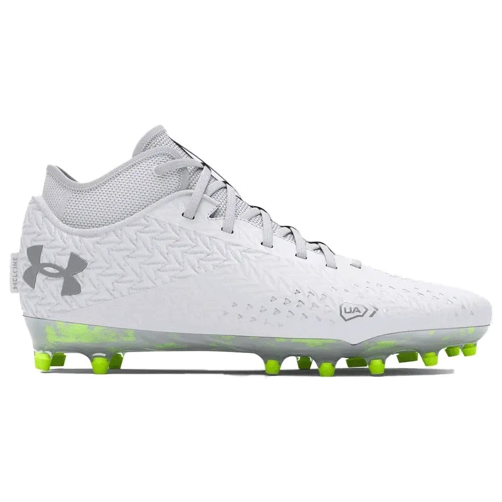 New Mens Under Armour Spotlight 4 MC Lacrosse Cleats Size 6.5 White Neon Silver